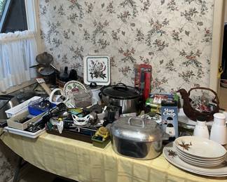 In addition to the kitchen appliances shown here, there are china sets and crystalware in the sale.