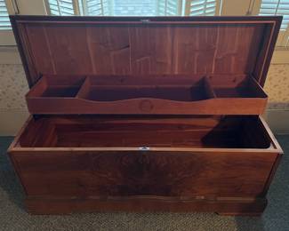 This is a look inside the cedar chest, with the articulated shelf to hold the smaller items.
