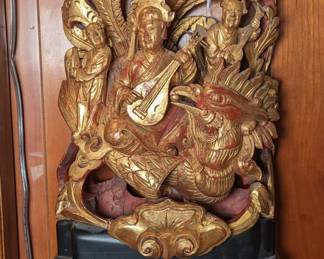 Hand Carved Large Thai Red and Gold Kranock