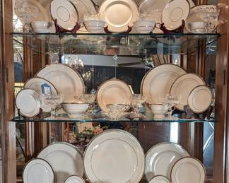 Waterford "Colleen" Crystal Champagne/Sherbert Glasses, Haviland "Shelton" China