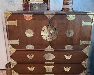 Antique Chest of Drawers Korean Tansu Butterfly