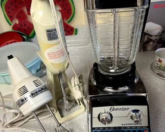 KitchenAid hand mixer, immersion blender, Osterizer blender