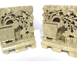 carved stone bookends