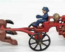 Lot 030   2 Bid(s)
Cast Iron Horse Wagon fireman