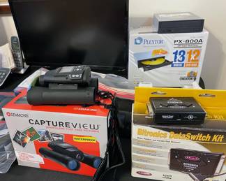 TV screens, binoculars, data switch kit, DVD/CD reader /burner