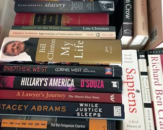 Books/Music/Media
Political
Thrillers
History
Workplace management/strategy
Motivational
Travel
Metaphysical & health
Jazz CDs, Vinyl, VHS
Vintage and new sheet music
