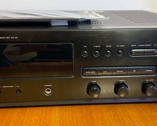 Sony 5-disc CD changer, VCR player, 72" TV, DVD player, CD stereo/radio
Marantz Stereo receiver, double cassette deck player, 5-disc CD changer, Receiver SR-4120, small speakers