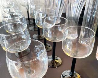 Black-stem wine glasses
