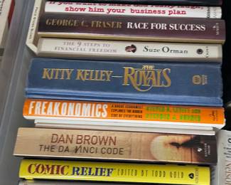 Books/Music/Media
Political
Thrillers
History
Workplace management/strategy
Motivational
Travel
Metaphysical & health
Jazz CDs, Vinyl, VHS
Vintage and new sheet music
