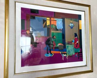 Romare Beardon, 69/950 framed official reproduction, "Mecklenburg Morning"