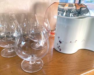 Brandy glasses, modern vases