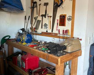 Various tools, gas cans, misc