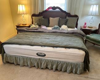 Thomasville French Provincial cane headboard and frame, matching night stands and dresser with mirror!