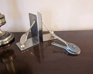 Tennis racket book ends and clip