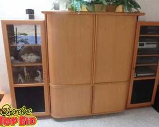 MidCentury Modern Danish Teak Entertainment Cabinet with Tambour Doors. From Smoke  Pet Free Home