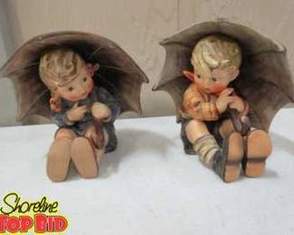 Vintage Goebel MJ Hummel Umbrella Boy and Umbrella Girl Figurines