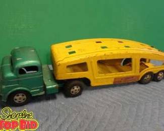 Vintage Pressed Metal Truck Car Trailer Structo Auto Transport