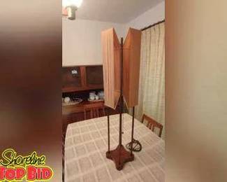 Very Rare MidCentury Table Lamp Danish Style Teak Base with Pink Shade, Works