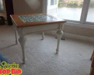 Summer Cottage End Table with Glass Top from Klingmans