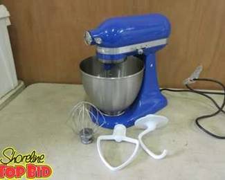 Kitchenaid Artisan Mini Mixer with Attachments, Working Condition Pretty Blue Color