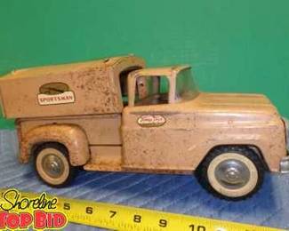 1959 Vintage Classic Tonka Toy Truck Sportsman Vehicle, Tan, Playwear Condition