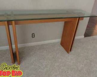 MidCentury Danish Modern Teak, Glass Entryway Console Sofa Table by Gustav Gaarde