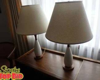 2 Beautiful MidCentury Lamps with Teak Base, Working