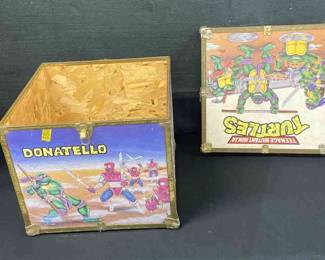 Vintage Teenage Mutant Ninja Turtles Wood Storage Box 