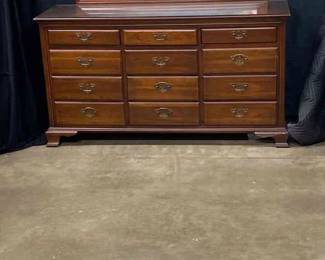 Link Taylor Treasure House In Solid Cherry Chest Of Drawers W mirror And Glass Top 