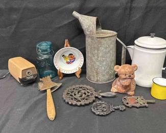 Vintage Items Cast Iron Hot Plates, Panasonic Pencil Sharpener, And More 