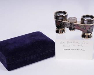 TX An Enameled Metal and Mother of Pearl Opera Glasses