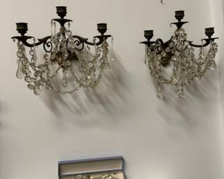 Vintage Wall Sconces With Glass Beading