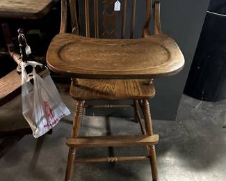 Antique wood high chair