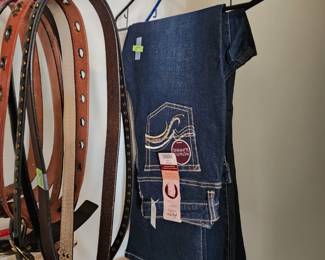 Belts and new woman's jeans