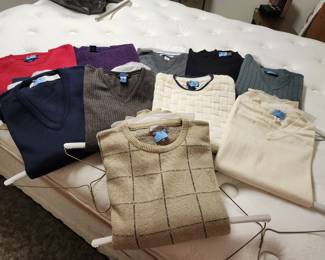 Sweaters all fresh from the cleaners