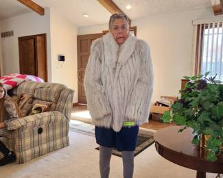 Mink whitish fur coat