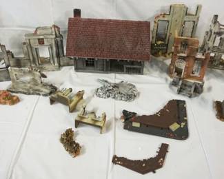 1298	LARGE ASSORTMENT WWII DIORAMA SCALE BUILDINGS

