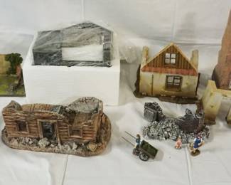 1296	LARGE ASSORTMENT WWII DIORAMA SCALE BUILDINGS
