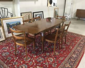 Mid century table and 6 chairs 