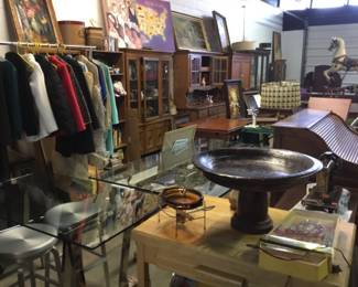 Clothing, Furniture, art, collectibles, lamps and home decor