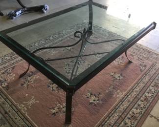 Large glass top coffee table with metal base - FREE
