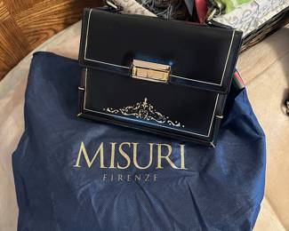 Black Italian Leather Gilded Kelly Bag by Misuri Firenze
