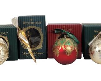 Waterford Crystal Painted Bulb Glass Ornaments