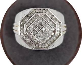 Men's Sterling Silver & Diamond Ring Size 9