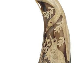 Vintage Hand Carved Horn Sculpture