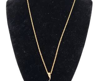 14k Gold Necklace with London Blue Topaz Pendant