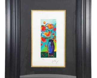 Peter Max Signed Vase of Flowers LE Serigraph