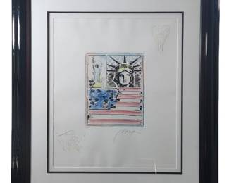Peter Max God Bless America Etching with Remarques