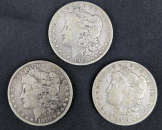 3 U.S. Morgan Silver Dollars 1880, 1883 & 1889