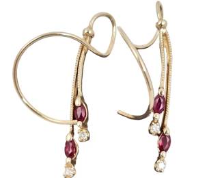 14k Gold Ruby Wrap Around Earrings